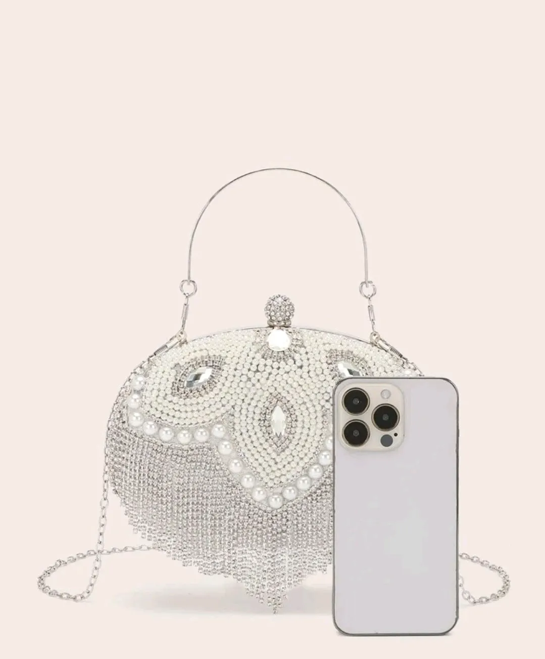 Rhinestone Decor Heart Design Novelty Clutch.