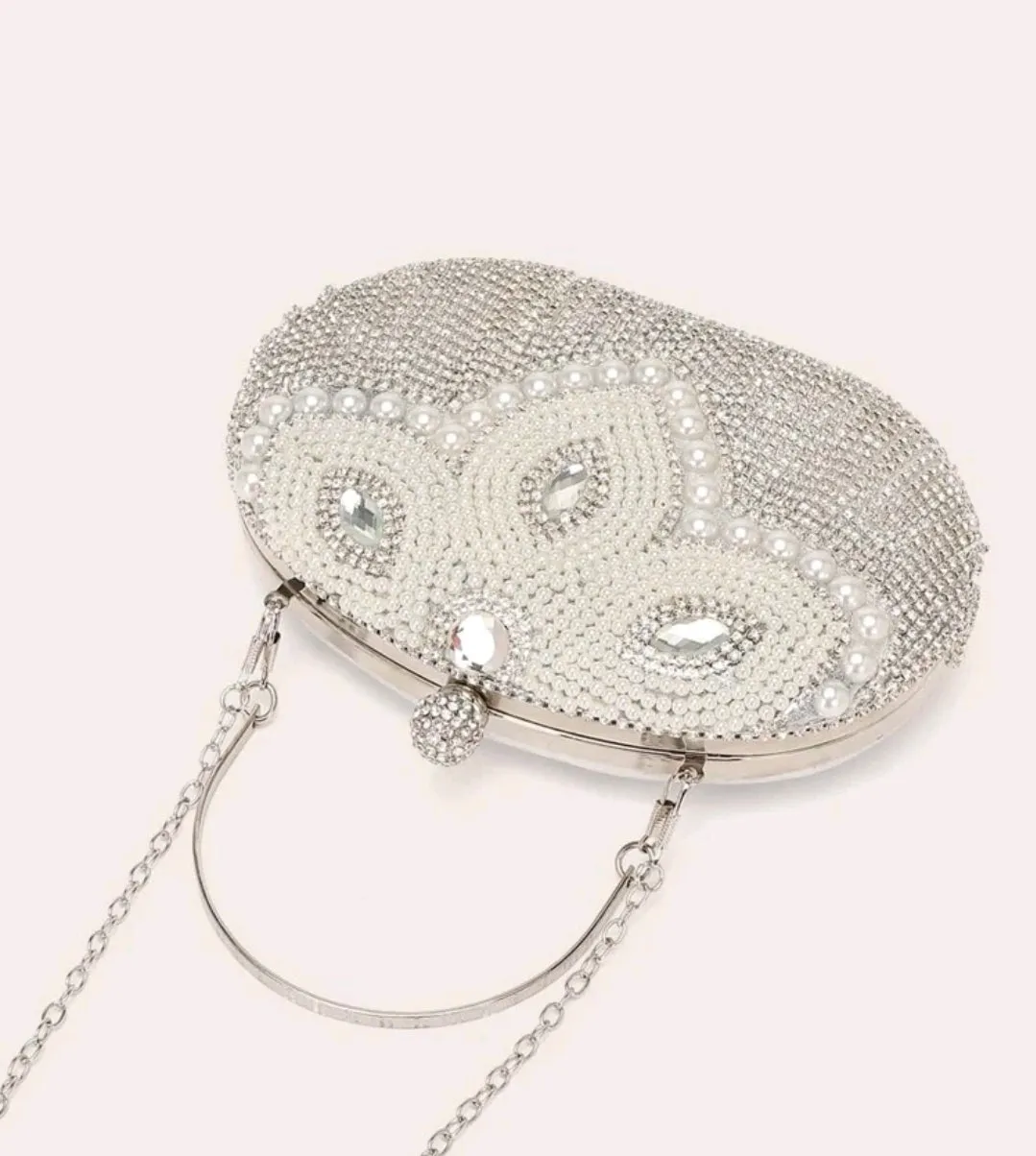 Rhinestone Decor Heart Design Novelty Clutch.