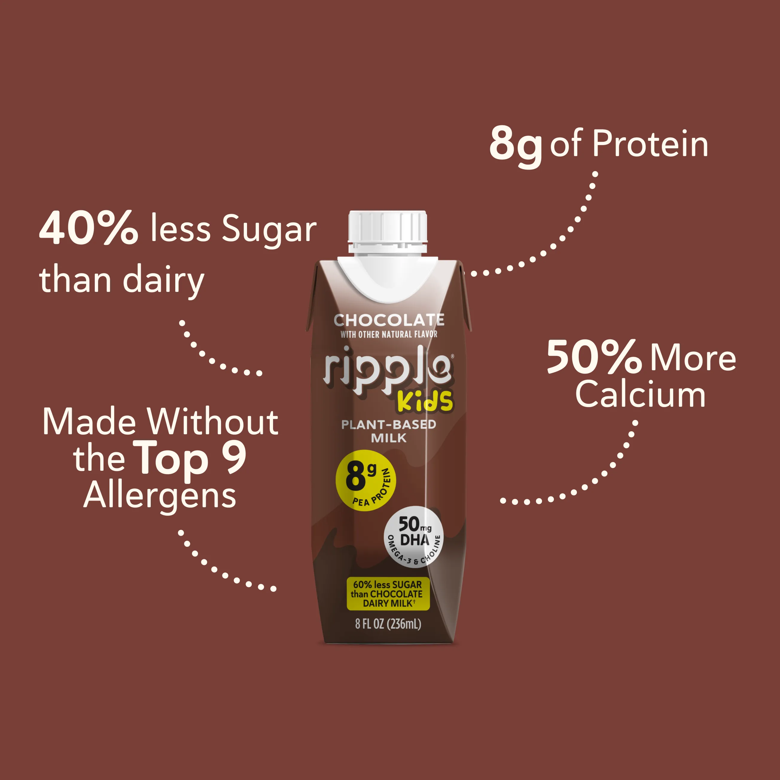 Ripple Kids On-The-Go Chocolate Milk (Four Cases of 12)