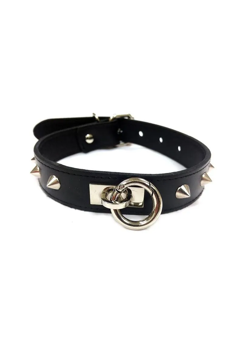 Rouge O Ring Studded Adjustable Leather Collar