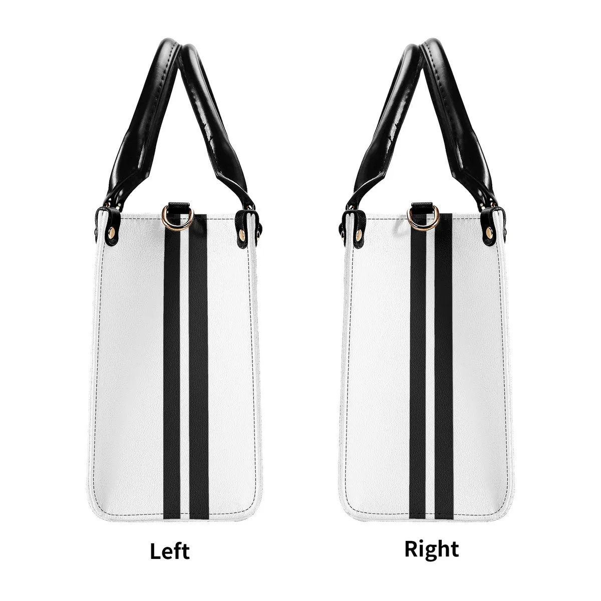 Royalty DON'T D4XV Black Logo ,Stripes & White Multiple Sizes Upgraded Luxury Women PU Leather Handbag