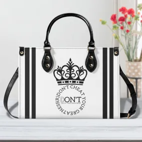 Royalty DON'T D4XV Black Logo ,Stripes & White Multiple Sizes Upgraded Luxury Women PU Leather Handbag