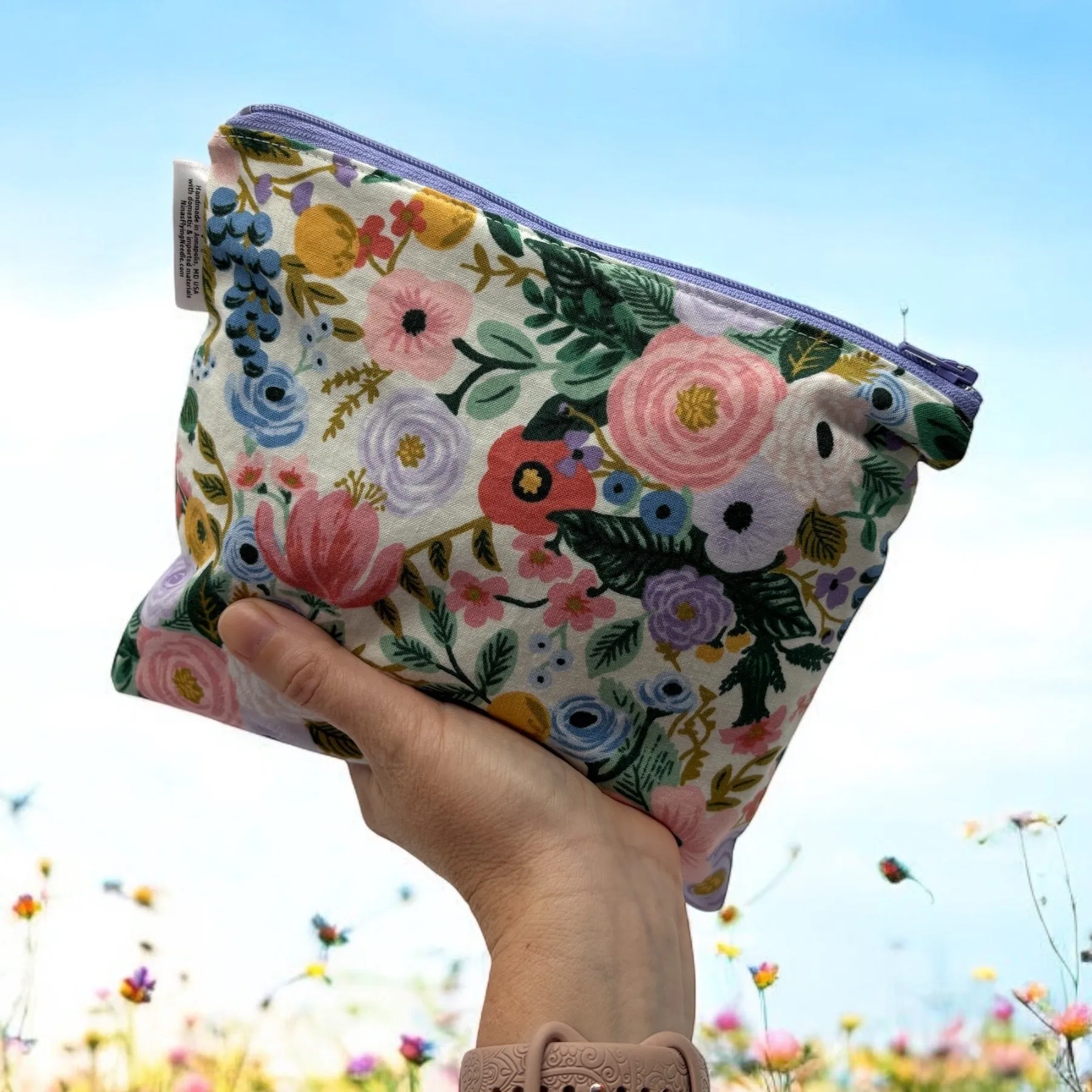 Sandwich Sized Reusable Zippered Bag Floral Rifle Paper Co Large