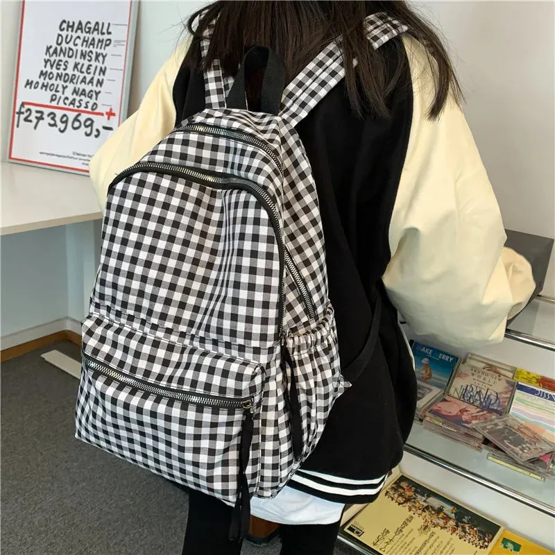 School Backpacks Plaid Pattern Women's Backpack Fashion College Students School Bags for Girls Teenager Casual Female Schoolbag