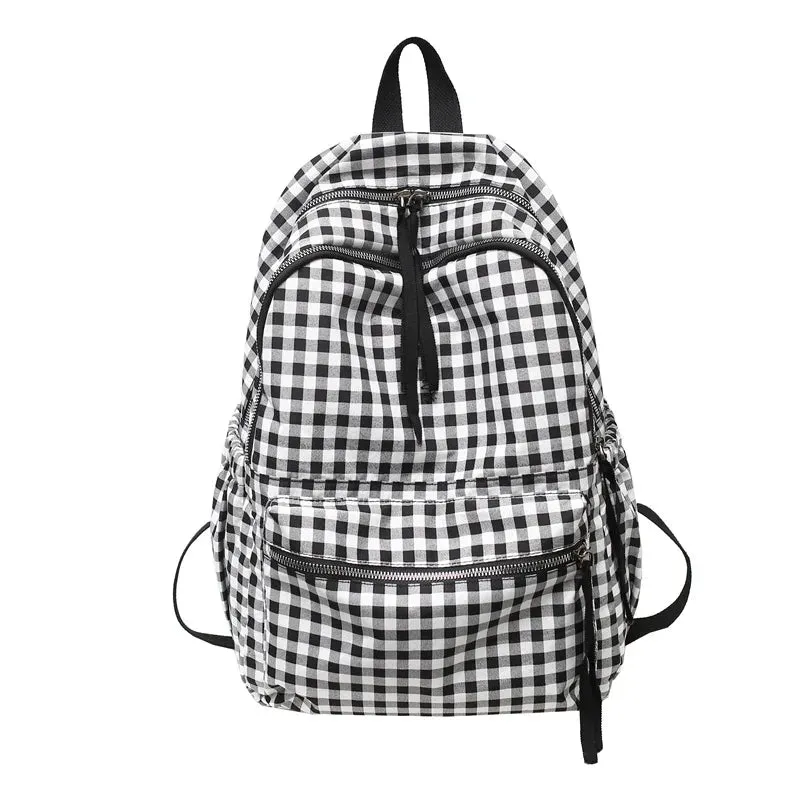 School Backpacks Plaid Pattern Women's Backpack Fashion College Students School Bags for Girls Teenager Casual Female Schoolbag