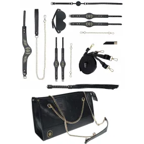 Shots Ouch! London Bondage Collection Kit With Bag - Black/Gold