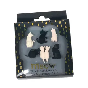 Silicone Cat Wine Markers, Set of 6