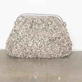 Silver Sequin Clutch Bag