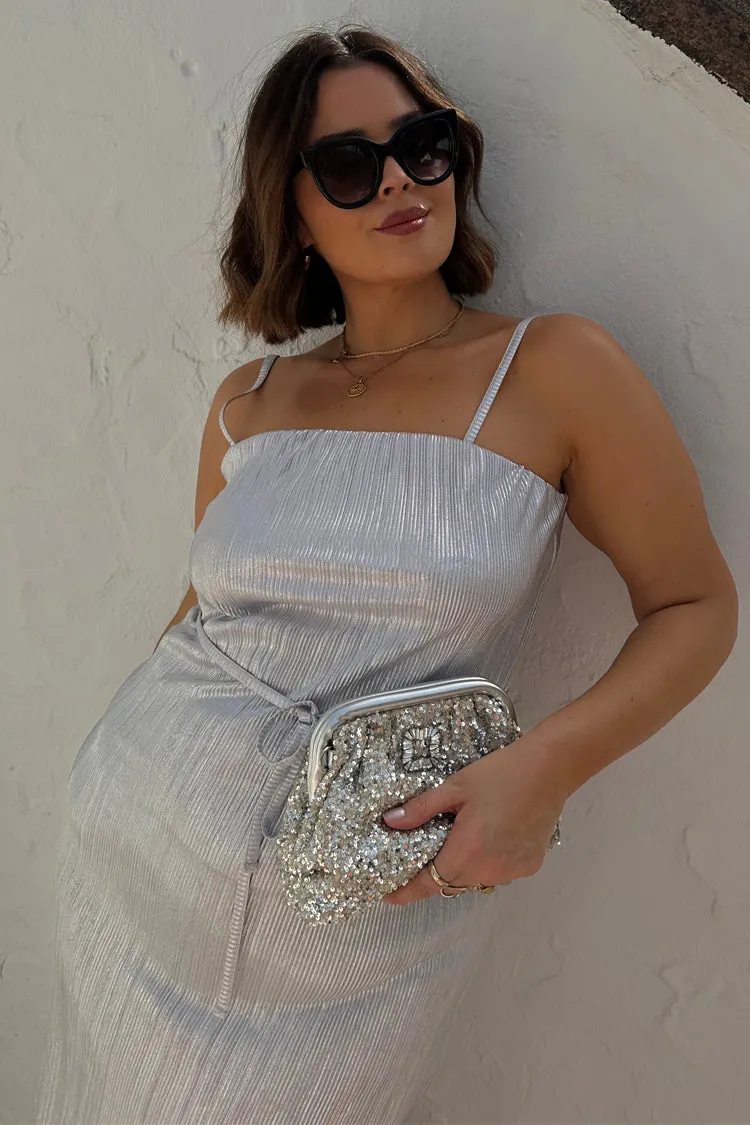 Silver Sequin Clutch Bag