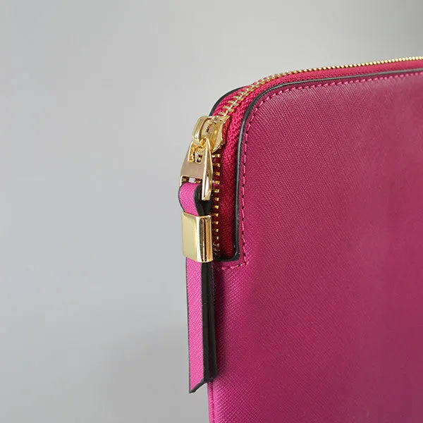 SORRENTO - Magenta Structured Saffiano Clutch