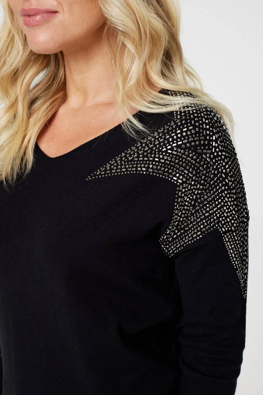 Star Sequin Studded Long Sleeve Jumper