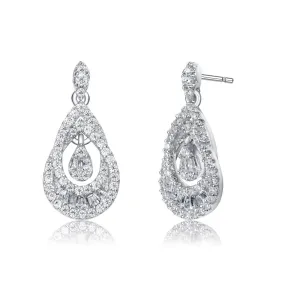 Sterling Silver Cubic Zirconia Double Pear Drop Earrings