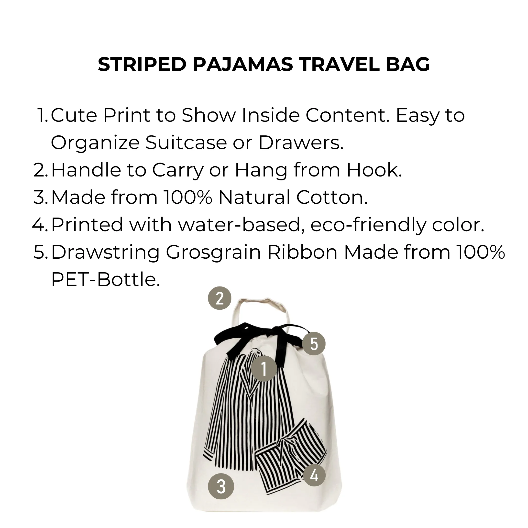 Striped Pajamas Travel Bag, Cream