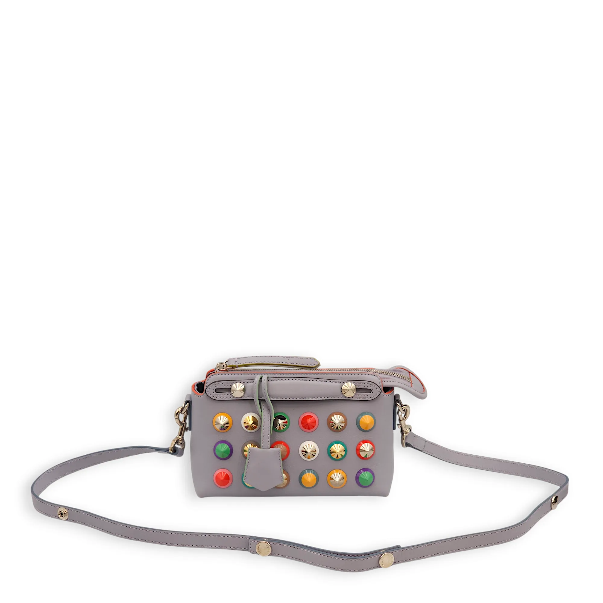 Studded Mini By The Way Satchel Purple Crossbody Bag in Calfskin, Palladium hardware