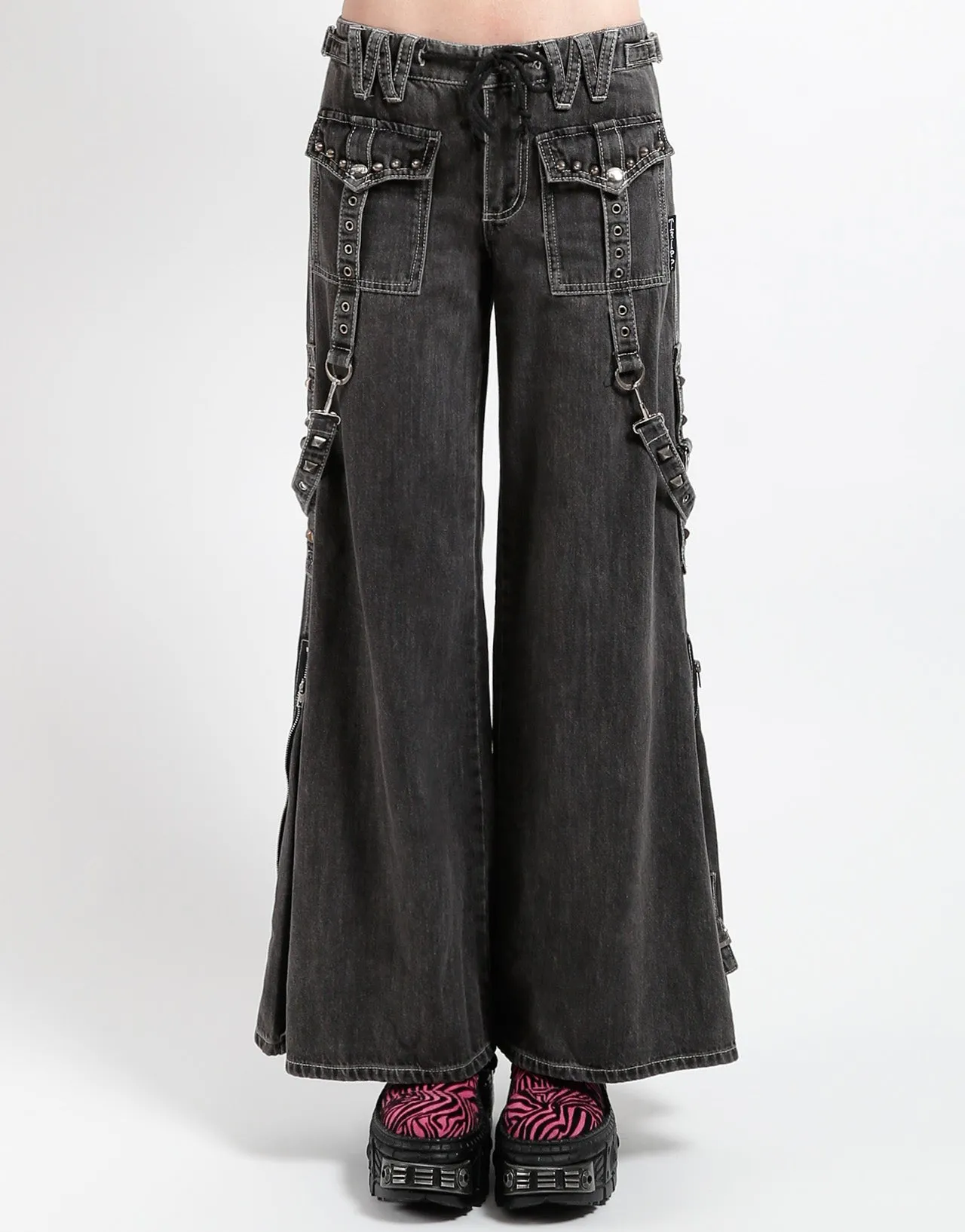 STUDDED POWER PANT BLACK DENIM