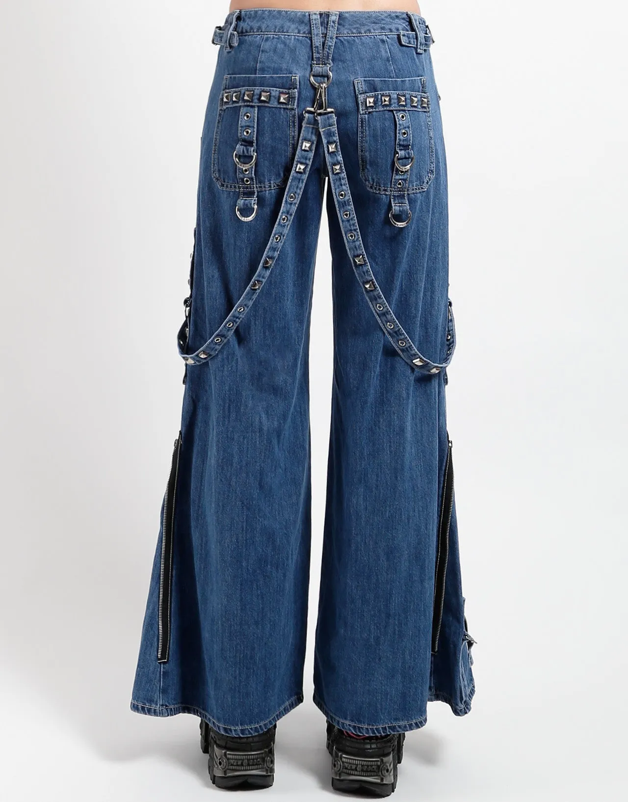 STUDDED POWER PANT BLUE DENIM