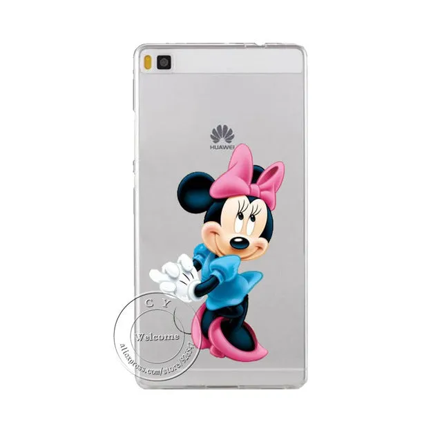 Super Cute Minions Cat Mickey & Minnie Kiss Hard Plastic Case Cover For Huawei Ascend P6 P7 P8 P8 Lite Mini P9 P9 Lite P10 Plus