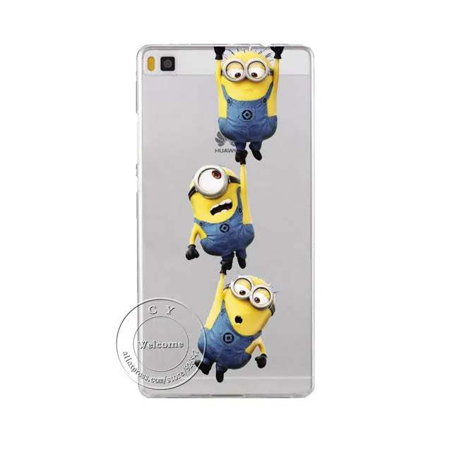 Super Cute Minions Cat Mickey & Minnie Kiss Hard Plastic Case Cover For Huawei Ascend P6 P7 P8 P8 Lite Mini P9 P9 Lite P10 Plus