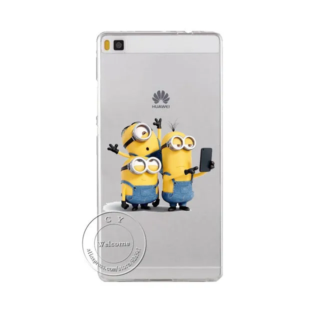 Super Cute Minions Cat Mickey & Minnie Kiss Hard Plastic Case Cover For Huawei Ascend P6 P7 P8 P8 Lite Mini P9 P9 Lite P10 Plus