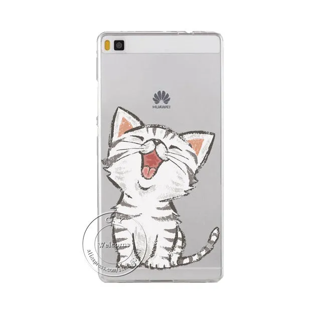 Super Cute Minions Cat Mickey & Minnie Kiss Hard Plastic Case Cover For Huawei Ascend P6 P7 P8 P8 Lite Mini P9 P9 Lite P10 Plus