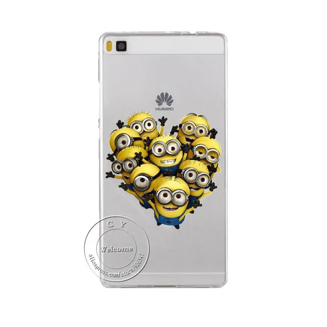 Super Cute Minions Cat Mickey & Minnie Kiss Hard Plastic Case Cover For Huawei Ascend P6 P7 P8 P8 Lite Mini P9 P9 Lite P10 Plus