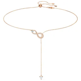 Swarovski Infinity Y Necklace, White, Rose-gold tone plated 5521346