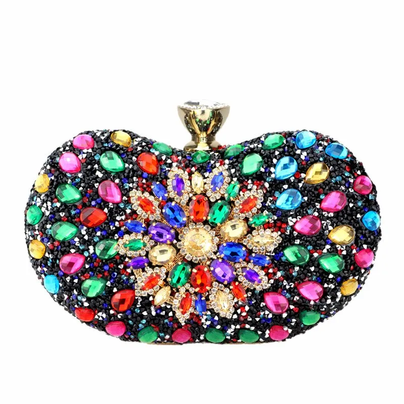 TEEK - Multi Color Crystal Clutch Chain Bag