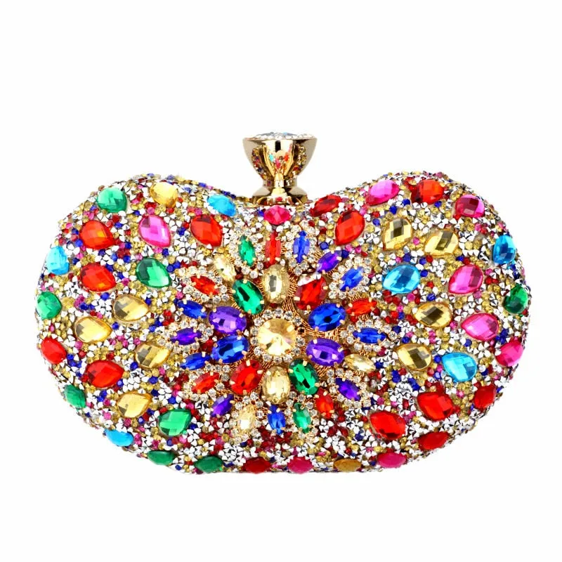 TEEK - Multi Color Crystal Clutch Chain Bag