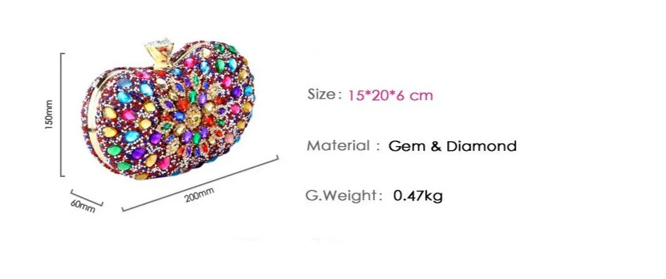 TEEK - Multi Color Crystal Clutch Chain Bag