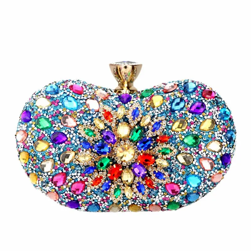 TEEK - Multi Color Crystal Clutch Chain Bag