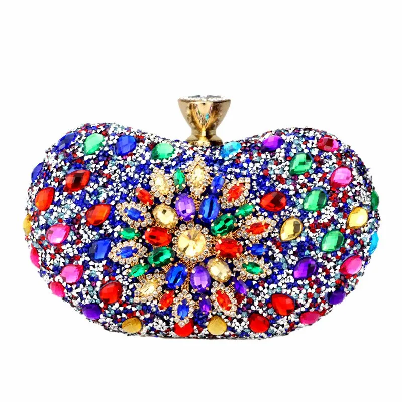 TEEK - Multi Color Crystal Clutch Chain Bag