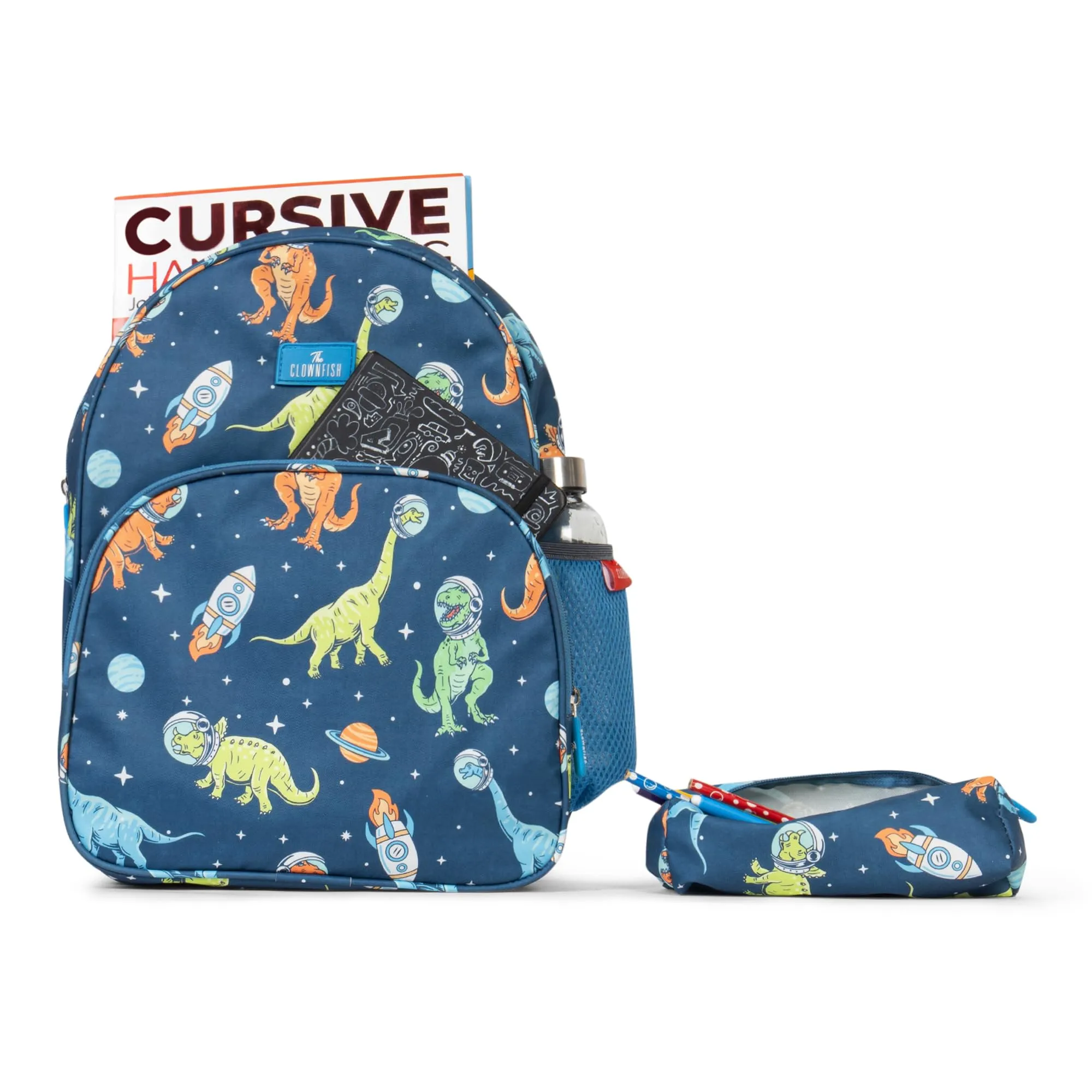 THE CLOWNFISH Cosmic Critters Series Printed Polyester 15 Litres Kids Backpack School Bag with Free Pencil Staionery Pouch Daypack Picnic Bag for Tiny Tots Of Age 5-7 Years (Blue - Diano)