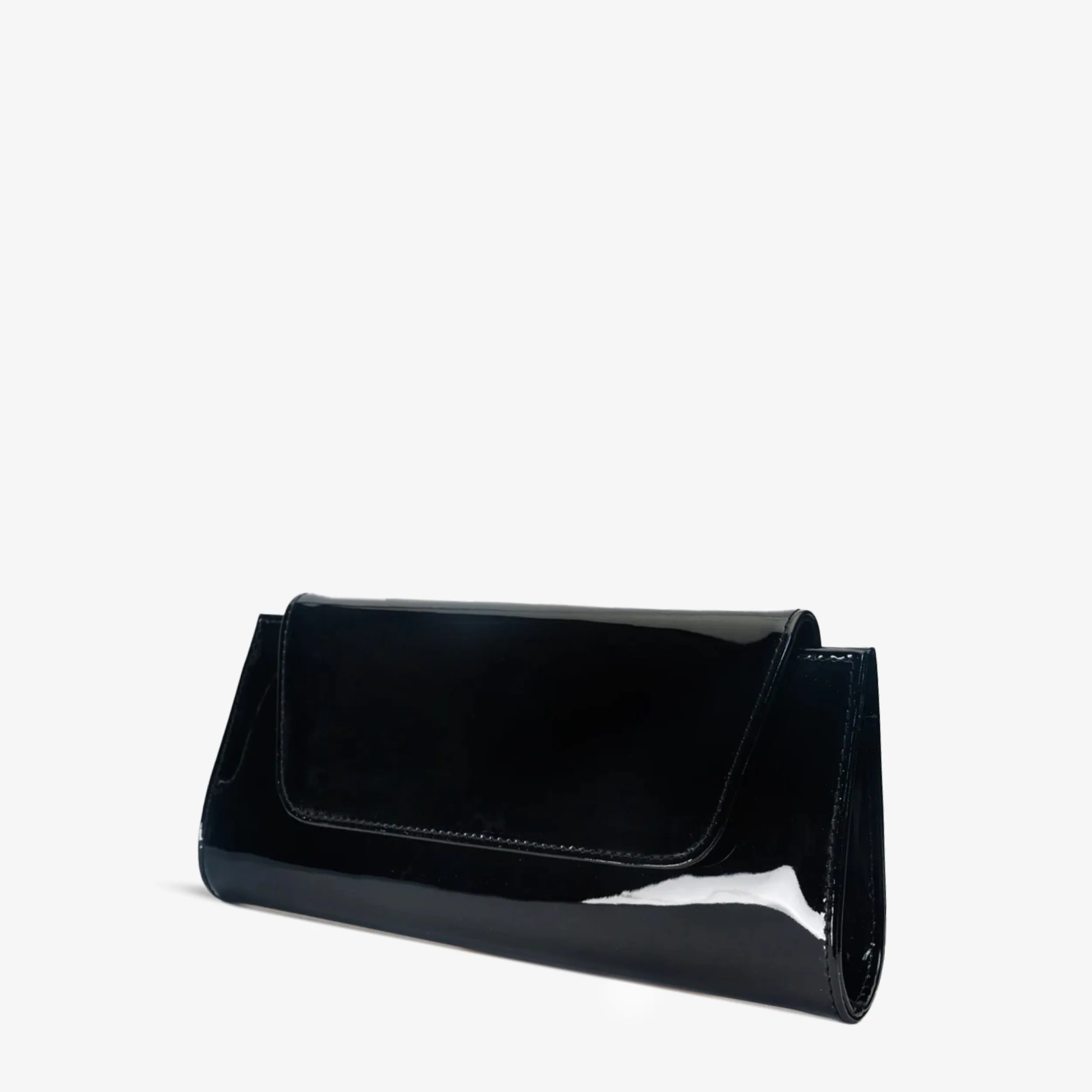 The Ege Black Patent Leather Clutch