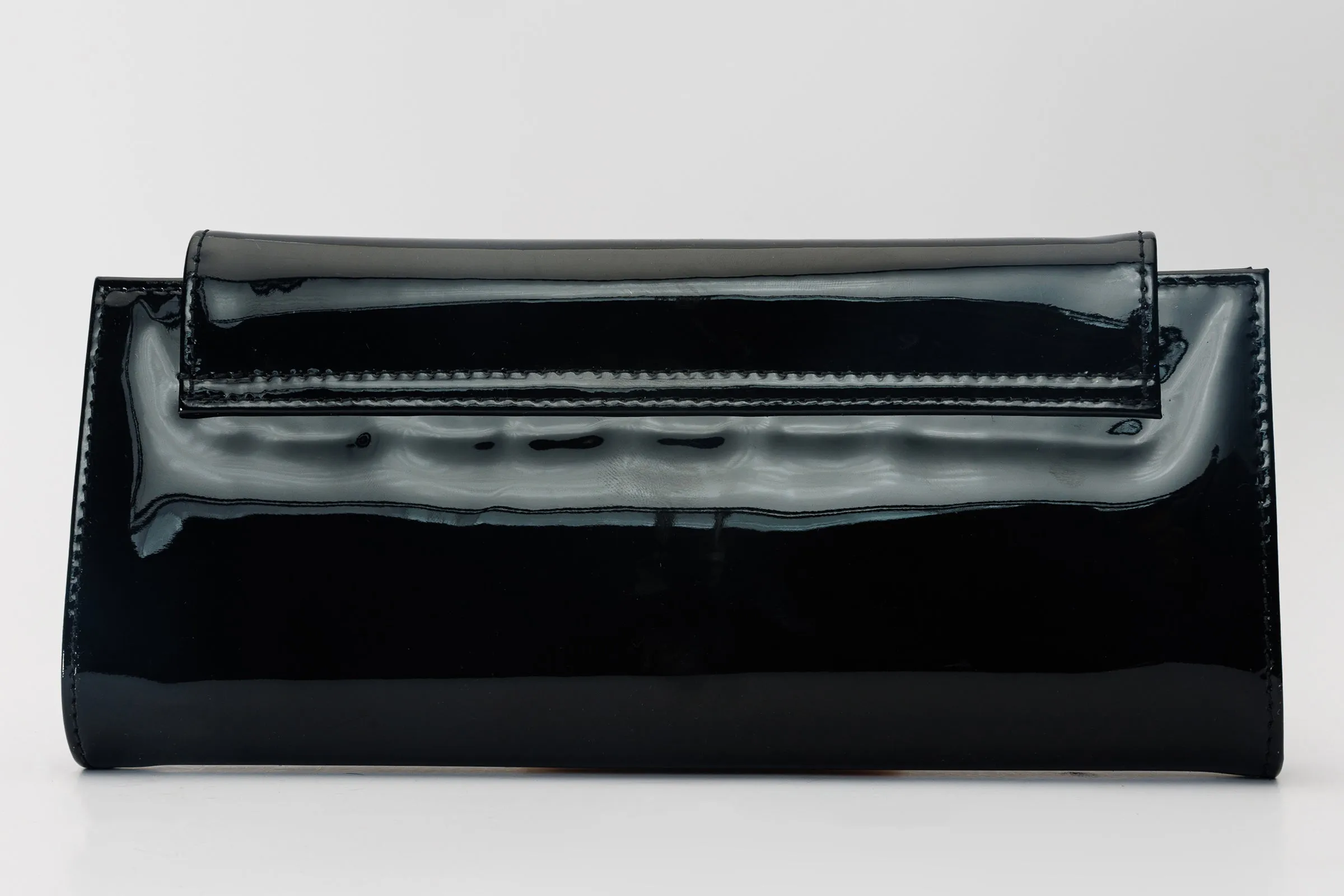 The Ege Black Patent Leather Clutch