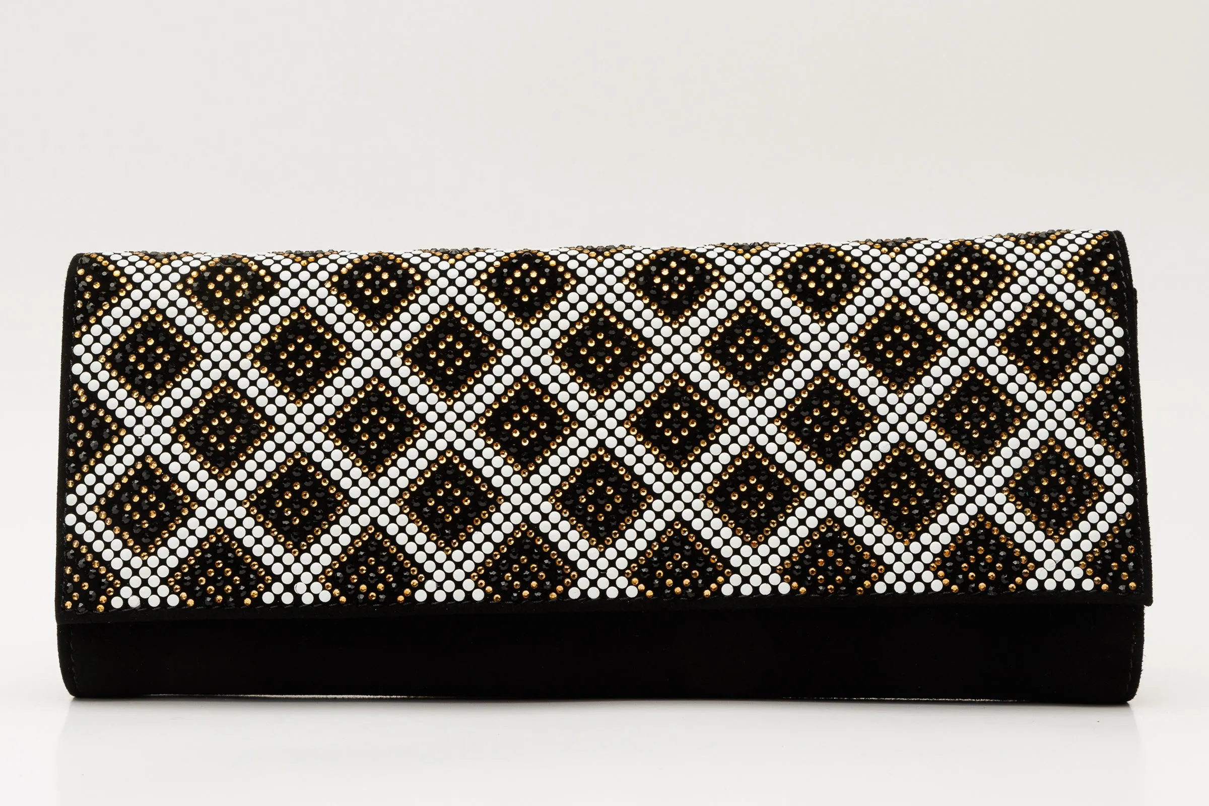 The Nampula Black Glitter Suede Leather Clutch