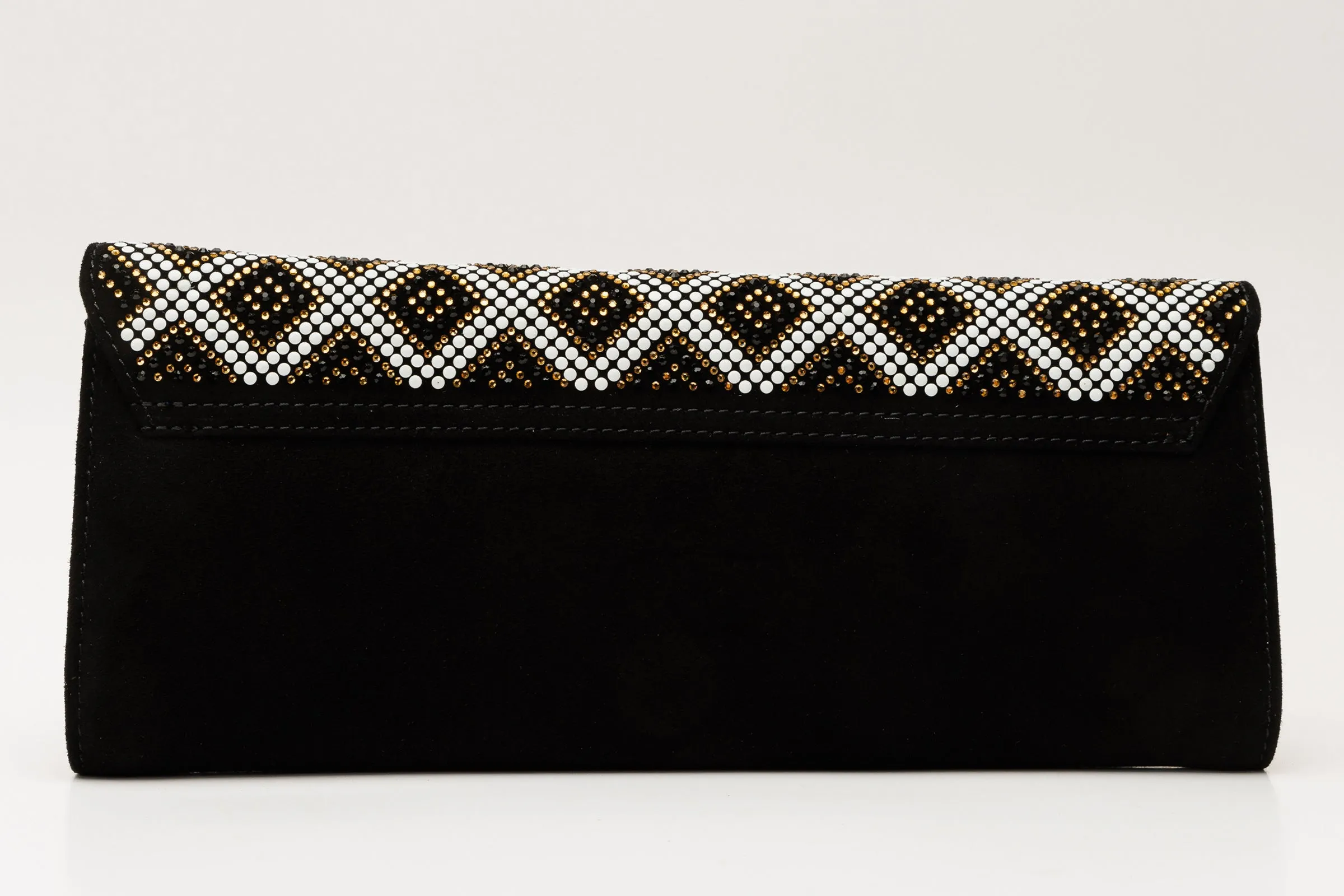 The Nampula Black Glitter Suede Leather Clutch