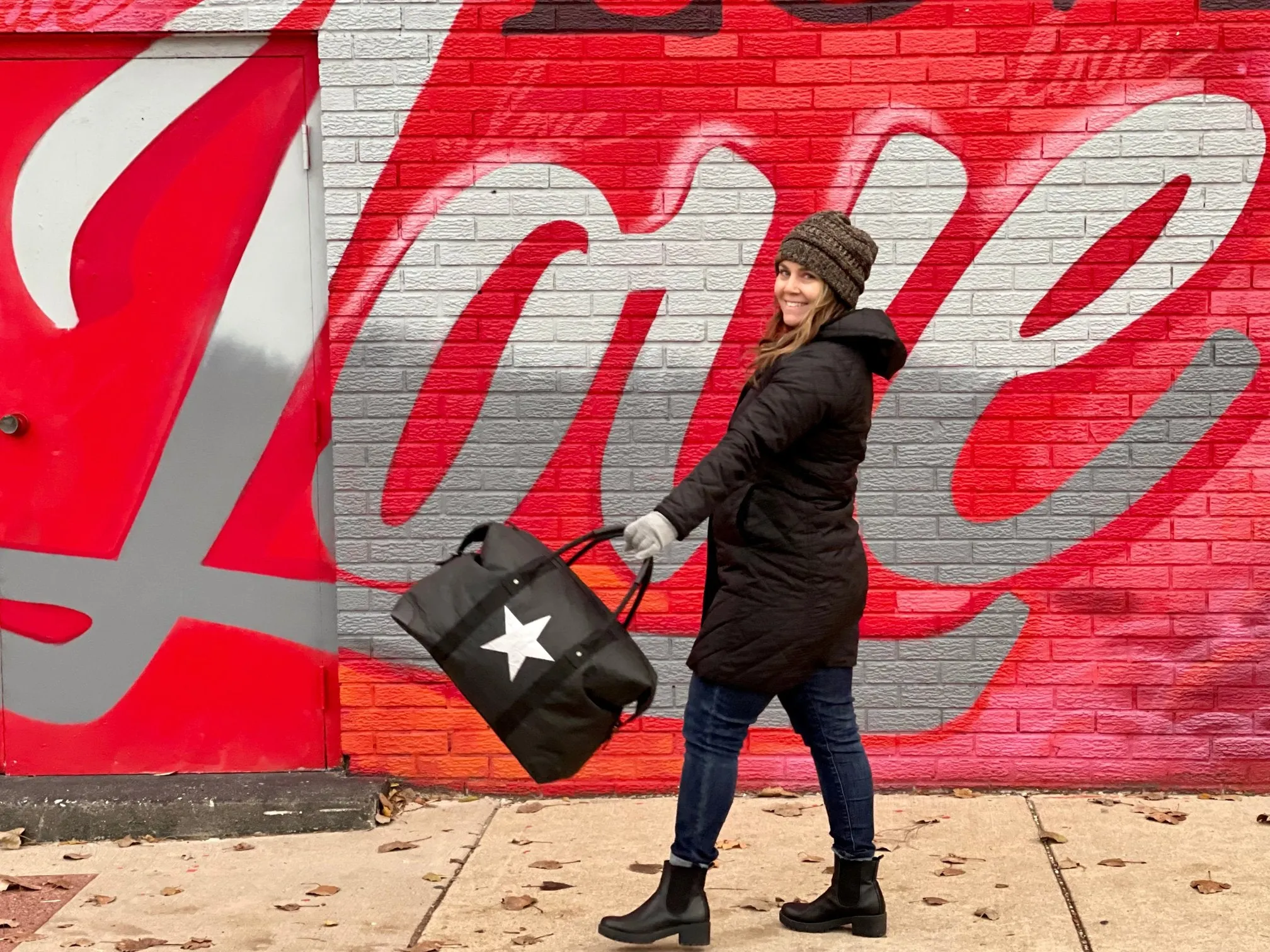 The Weekender Bag in Black with Silver Star