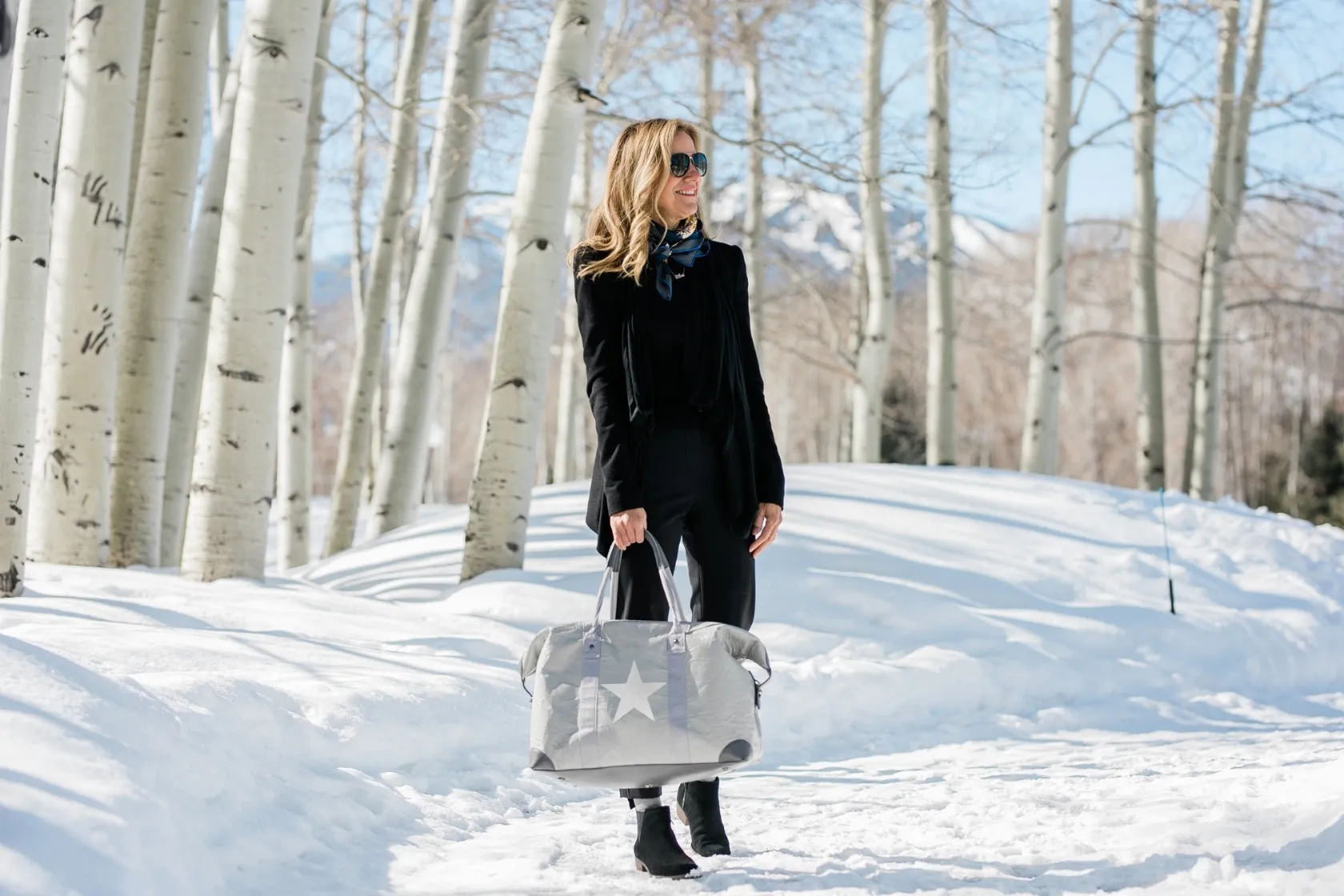 The Weekender Bag in Earth Gray with Silver Star