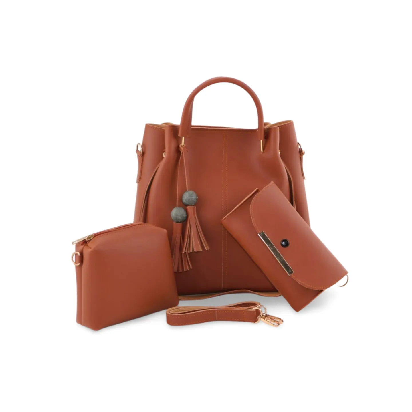 Three-Piece Women's Handbag Set:  Tote, Wallet, and Clutch