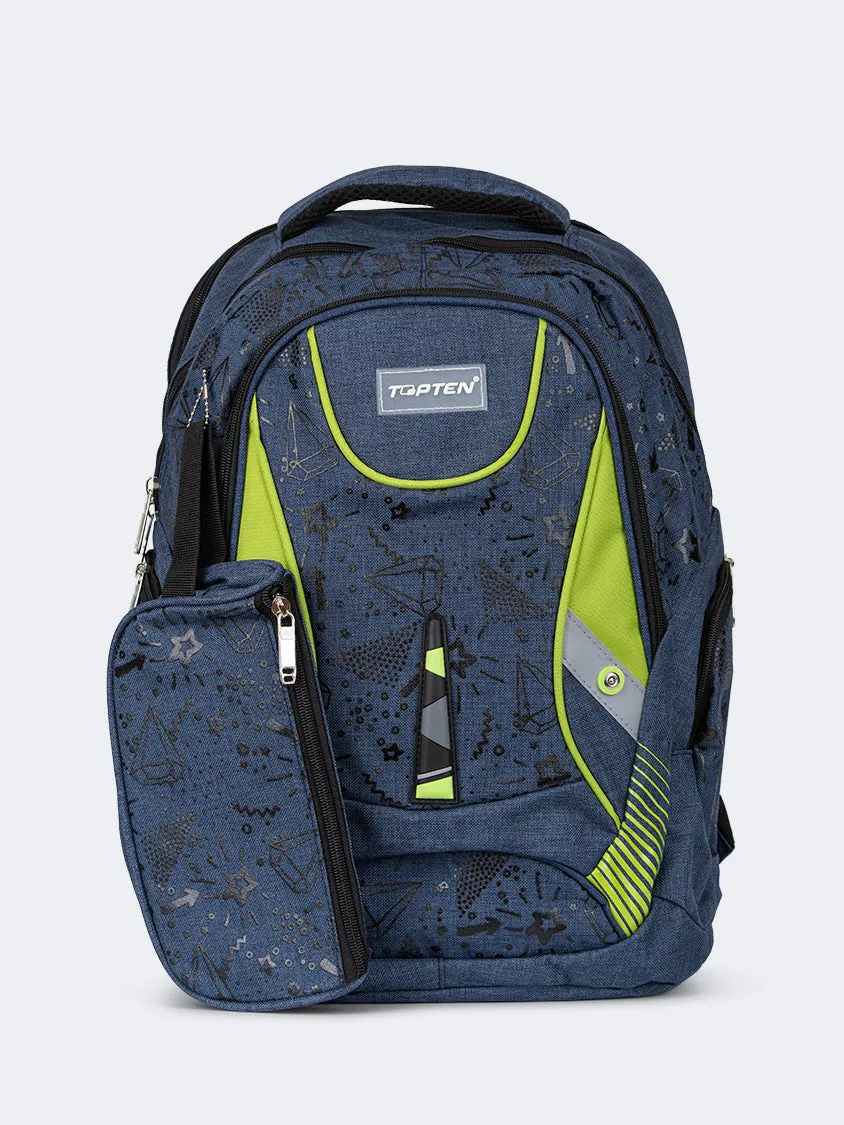 Topten Accessories The Ultimate School Backpack Unisex Back To School Bag Blue/Lime