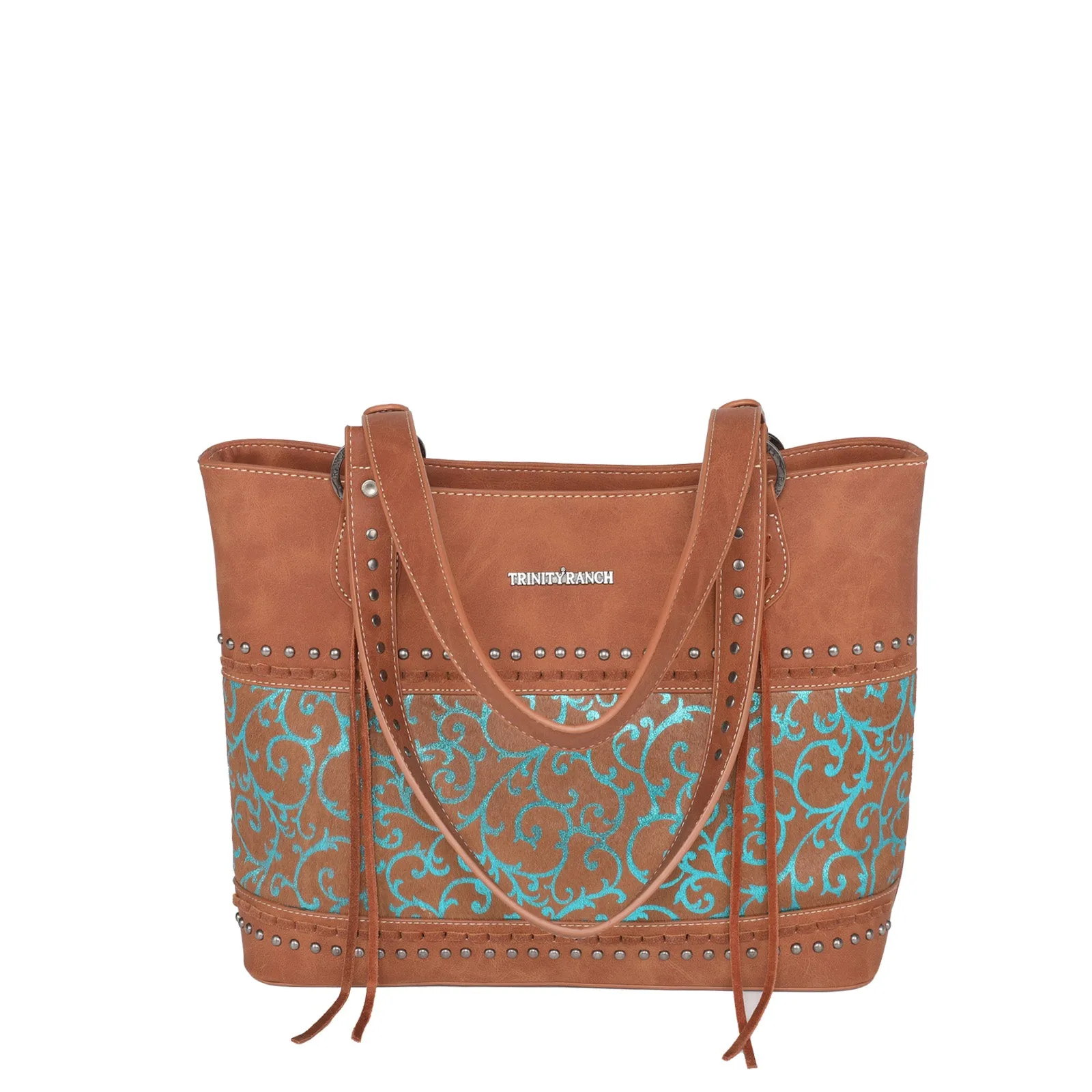 TR137G-8317 Trinity Ranch Hair On Cowhide Collection Concealed Carry Tote