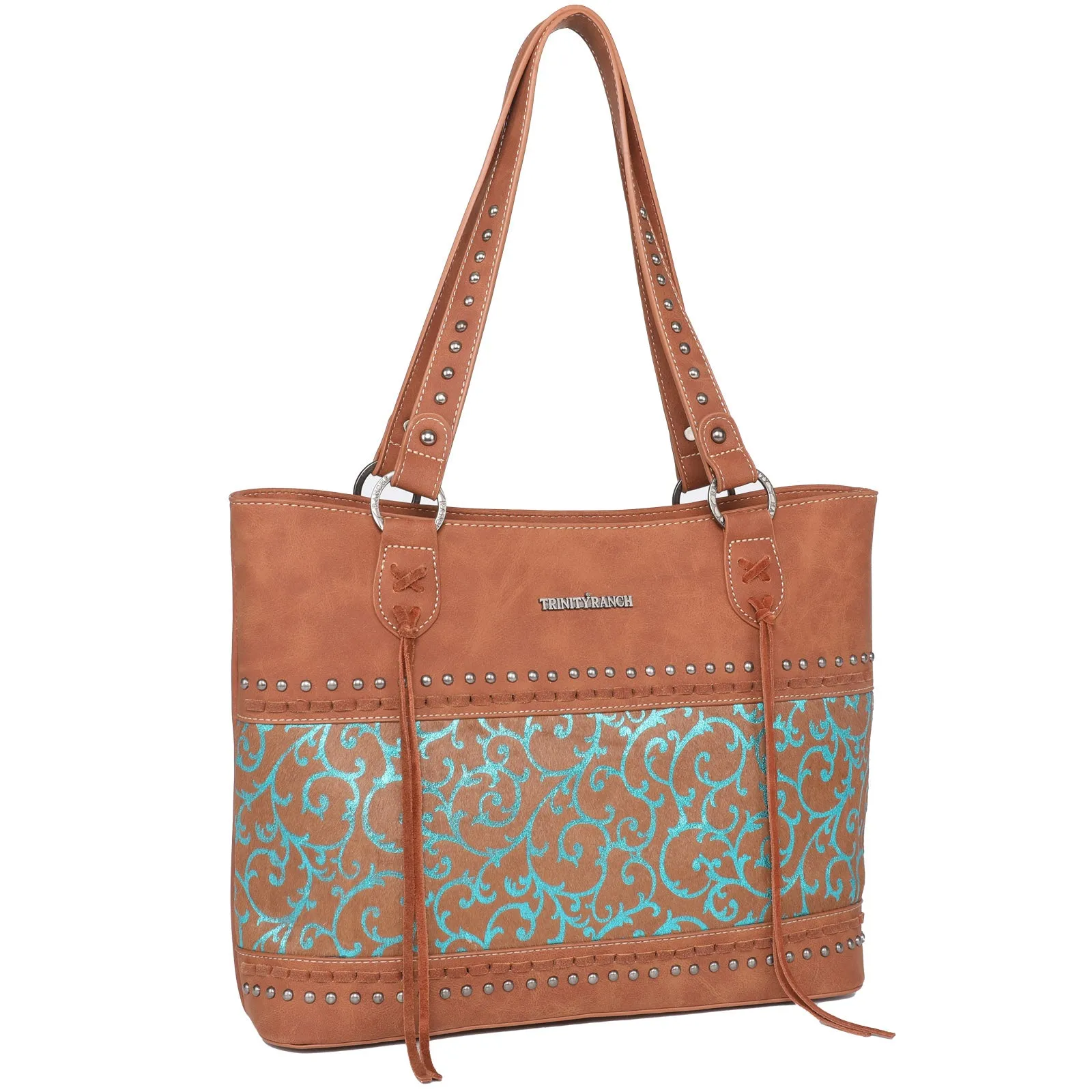 TR137G-8317 Trinity Ranch Hair On Cowhide Collection Concealed Carry Tote