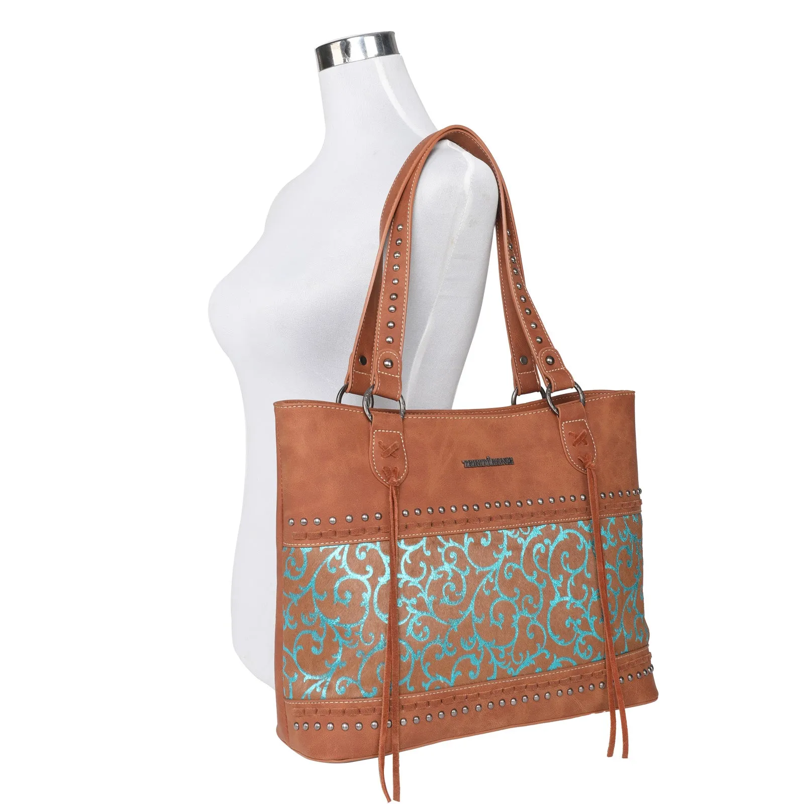 TR137G-8317 Trinity Ranch Hair On Cowhide Collection Concealed Carry Tote