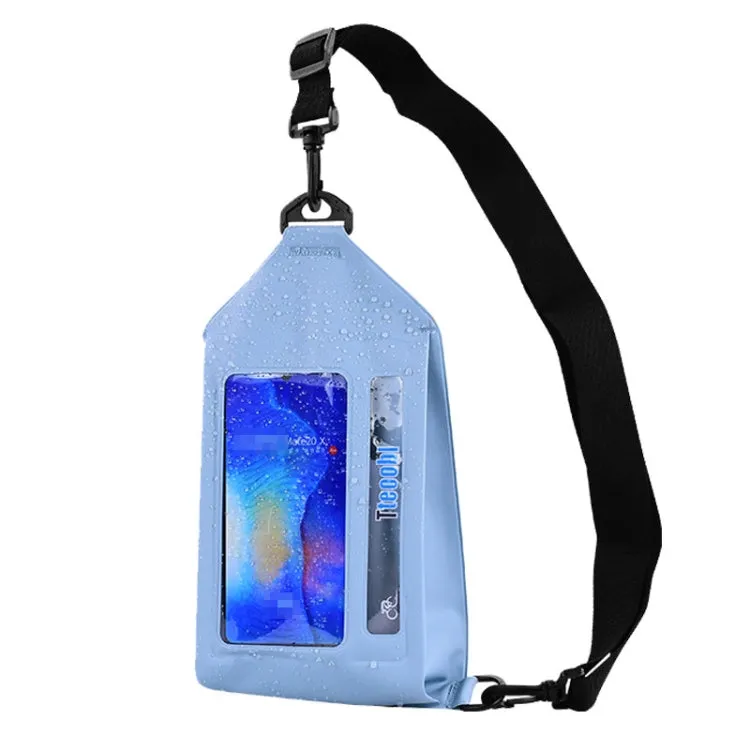 Tteoobl Swimming Waterproof Crossbody Phone Bag Touch Screen Chest Bag,Style: Paste Model(Gray Blue)