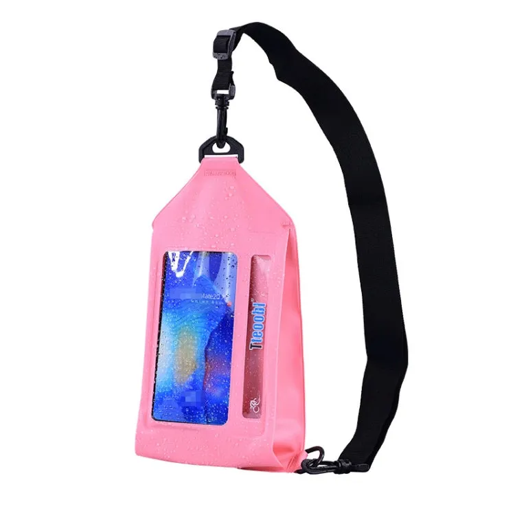 Tteoobl Swimming Waterproof Crossbody Phone Bag Touch Screen Chest Bag,Style:  Zipper Model(Pink)