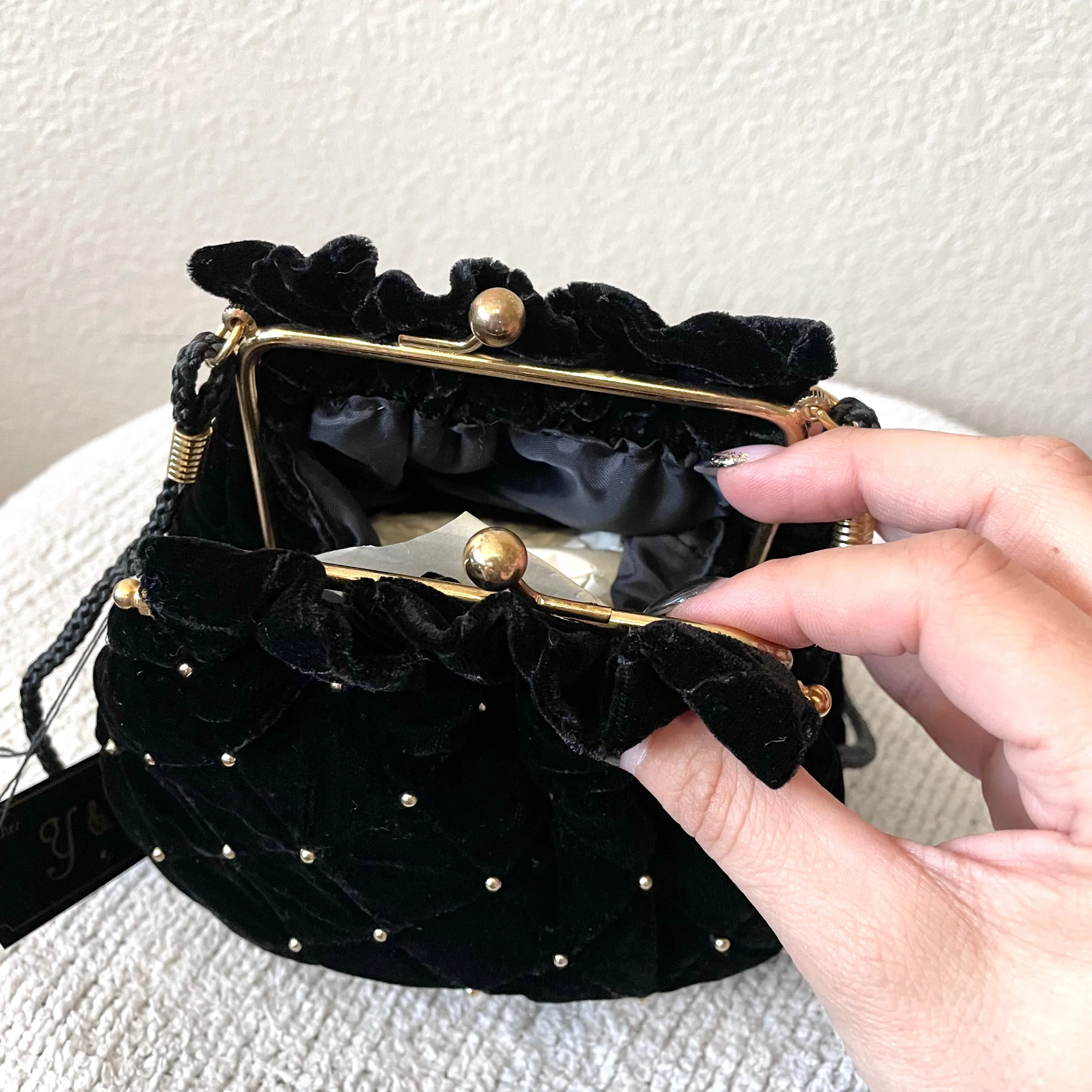 Velvet Studded Formal Bag