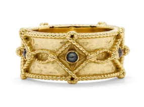 Victoria Ring Band- Gold/Blue Labradorite