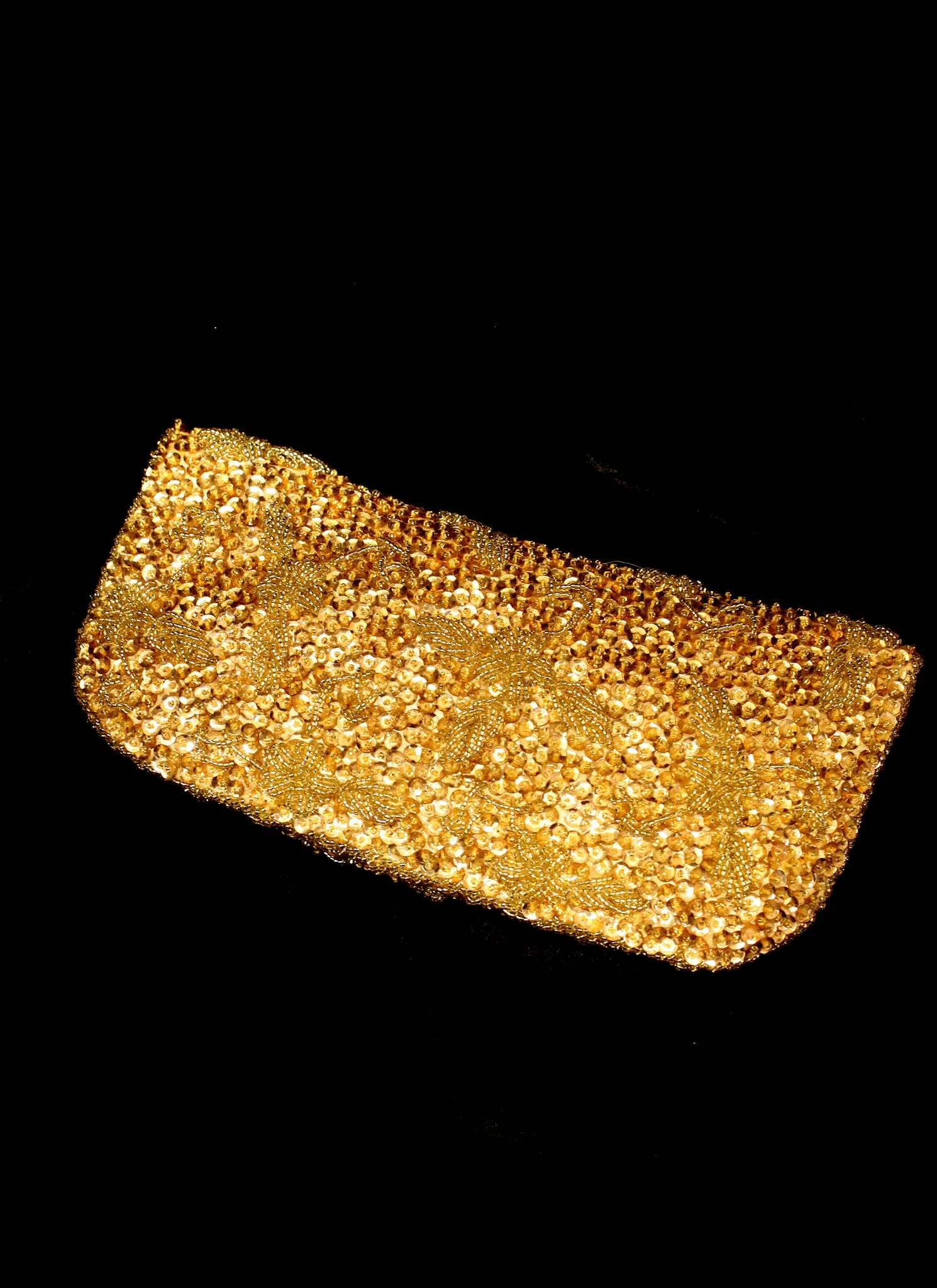 Vintage 1950s Gold Beaded Clutch Bag