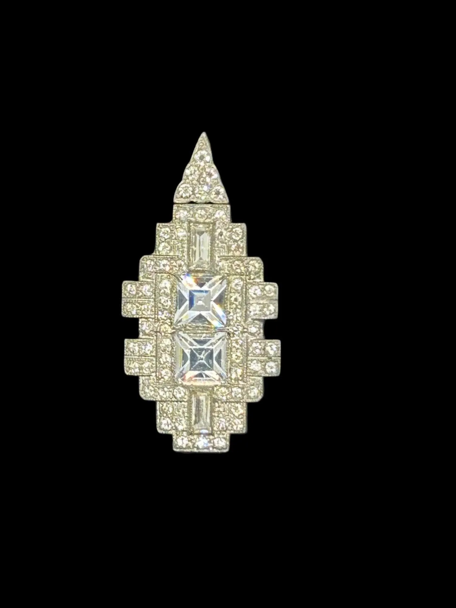 Vintage Art Deco Pendant with Crystals and Rhinestones