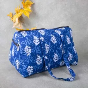 Weekender Travel Bag Blue Color with White Print